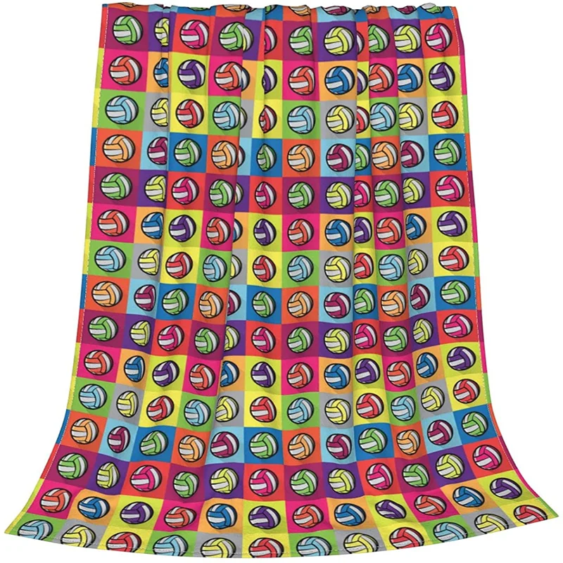 

Volleyball Colorful Navajo Cubre Camara Green Throw Blanket 3D Print On Demand Sherpa Super Comfortable For Sofa Thin Quilt
