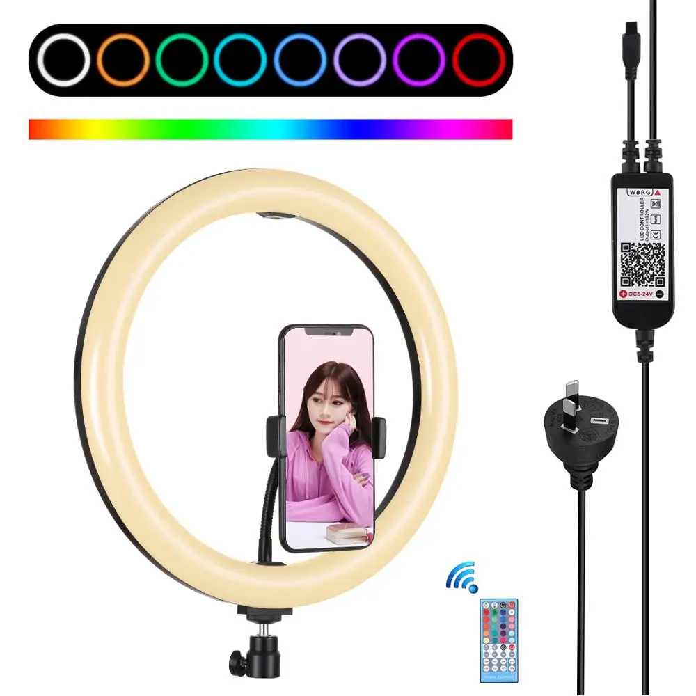 

PULUZ 12 Inch Ring Light & Tripod Stand & Phone Holder Dimmable RGB LED Selfie Ring Lights & Remote for Photos & YouTube Video