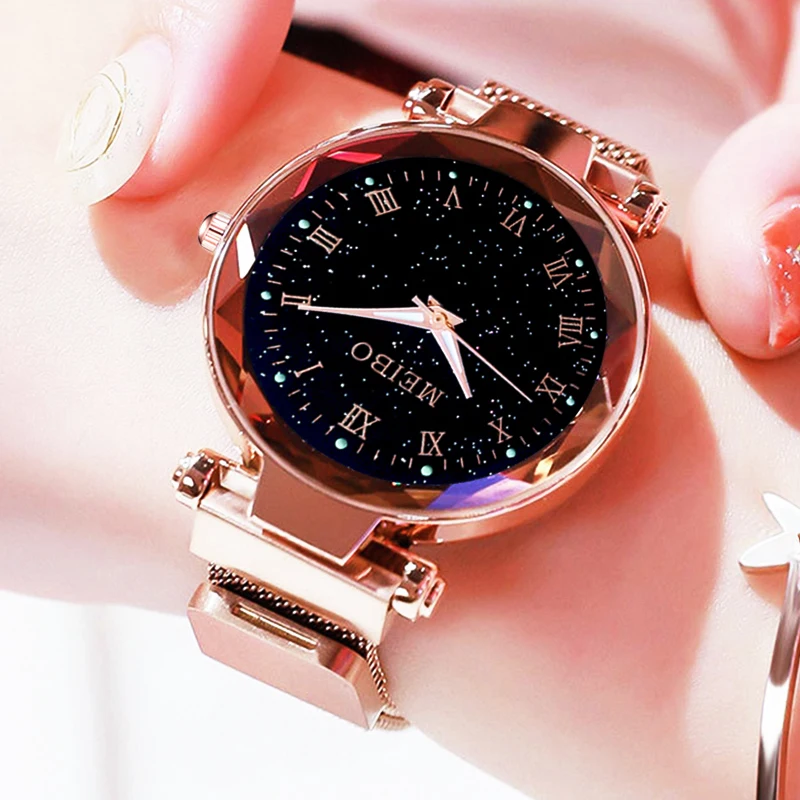 

Relogio Feminino Модный женский браслет звездное небо Uhren магнитная сетка Uhr женский браслет