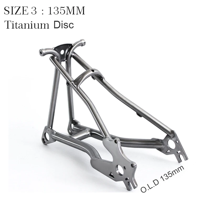 Titanium Disc 135mm TWTOPSE титановый велосипед вилка для Brompton Складная передняя вилка для велосипеда задняя треугольная оправа 1 и 1/" легкий 16" размер части - Цвет: Titanium Disc 135mm