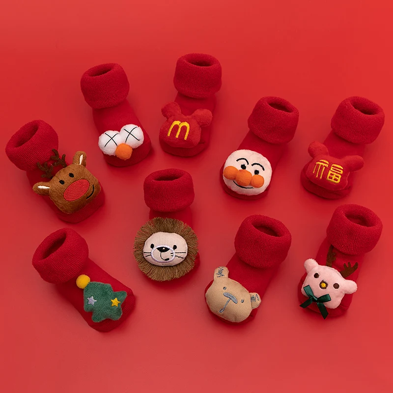 

Winter Baby Socks for Girls Boys Thicken Print Cotton Toddlers Baby Christmas Socks for Newborns Infant Short Socks Clothing