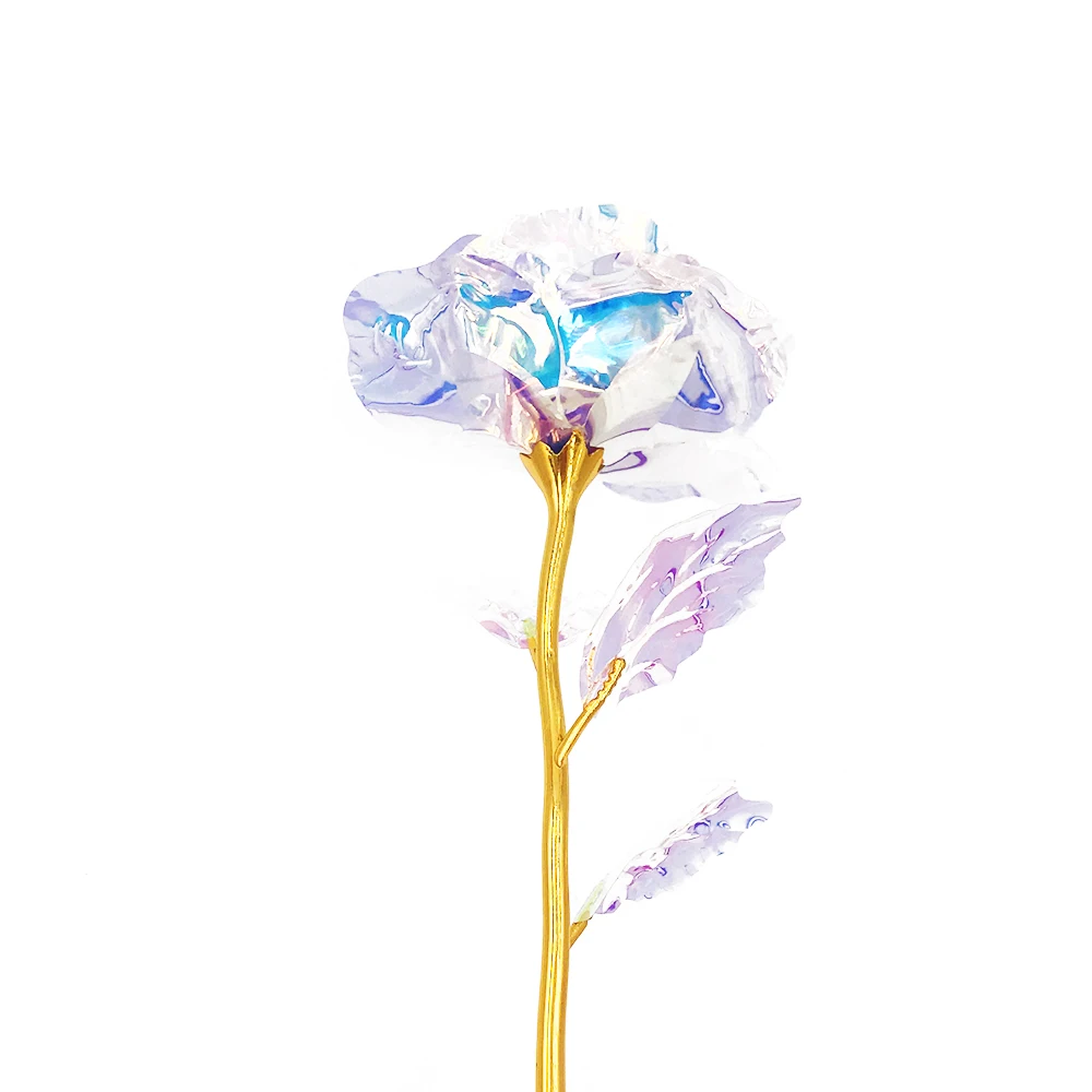 Only flowers 1 шт., имитация вечности, 24 K, Золотая фольга, розовый цветок, радуга, День Святого Валентина, романтический цветок, свадебный подарок, красивый светодиодный светящийся - Цвет: Only flowers