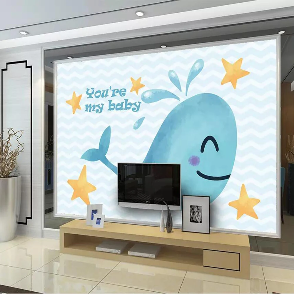 Настенные 3D обои Milofi на заказ скандинавский мультяшный КИТ фон для детской