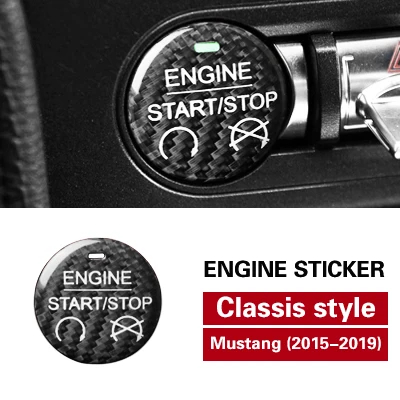 Engine sticker Black TPIC для Ford Mustang наклейка из углеродного волокна, кнопка запуска и остановки двигателя автомобиля, украшение, покрытие, Стайлинг для-, аксессуары - Название цвета: Engine sticker Black