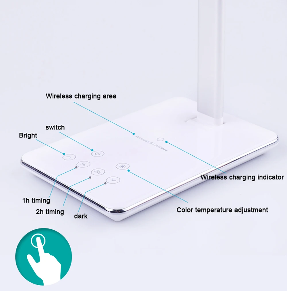 СВЕТОДИОДНЫЙ беспроводной заряжающаяся настольная лампа для Iphone 11 Pro samsung Xiaomi huawei многофункциональная настольная лампа автоматический таймер свет для чтения