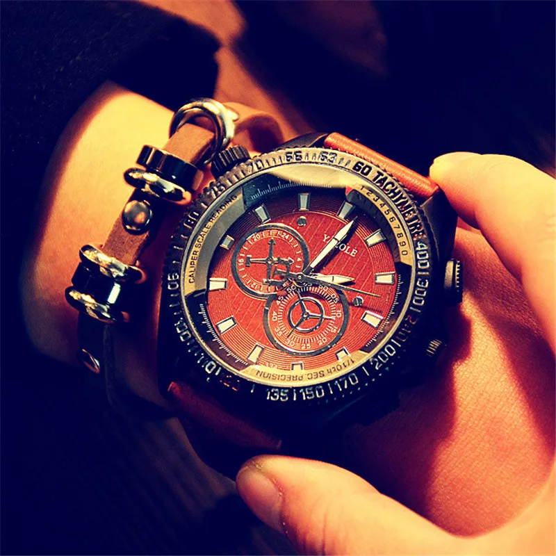 YAZOLE brand fashion trend men's quartz watch Outdoor sports Middle school watch strap personality large dial