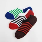 Набор мужских укороч.носков 3 пары Полоска цвет зелёныйчёрныйкрасный, размер 39-42 (25-28)