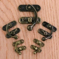 vintage wooden box decorative latch clasps lock padlock hasp hook antique wooden case buckle with screws