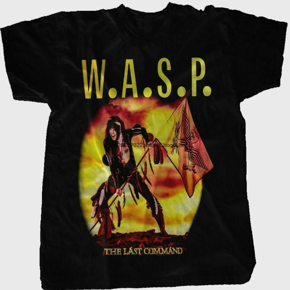Винтажная хлопковая черная Мужская футболка WASP The Last Command Tour все размеры - купить