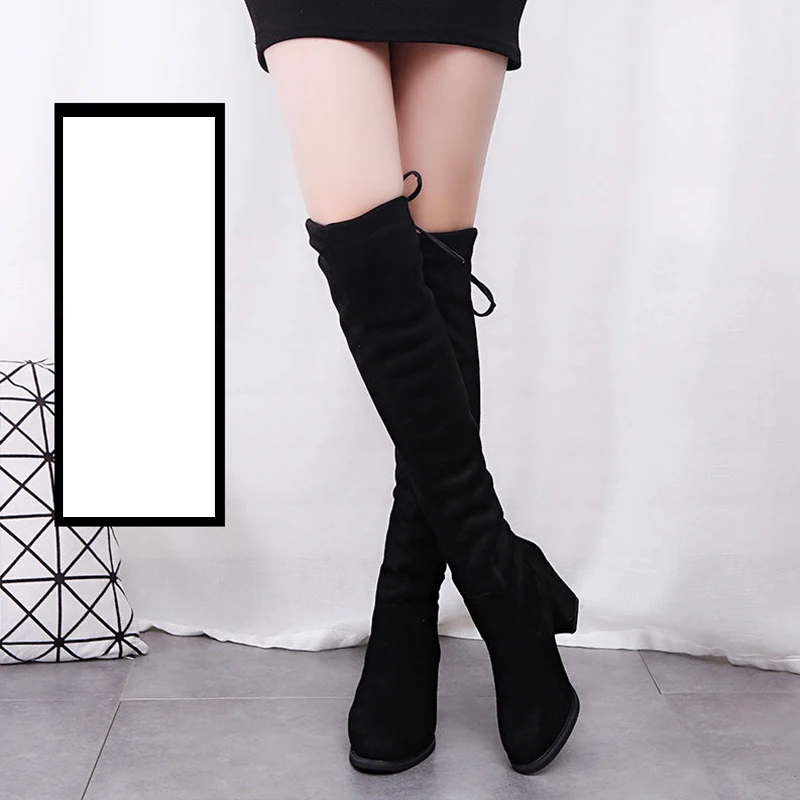 Пикантные Сапоги выше колен для женщин г. Новые зимние женские сапоги высокие сапоги до бедра без шнуровки женская обувь сапоги на высоком каблуке теплые меховые сапоги черного цвета