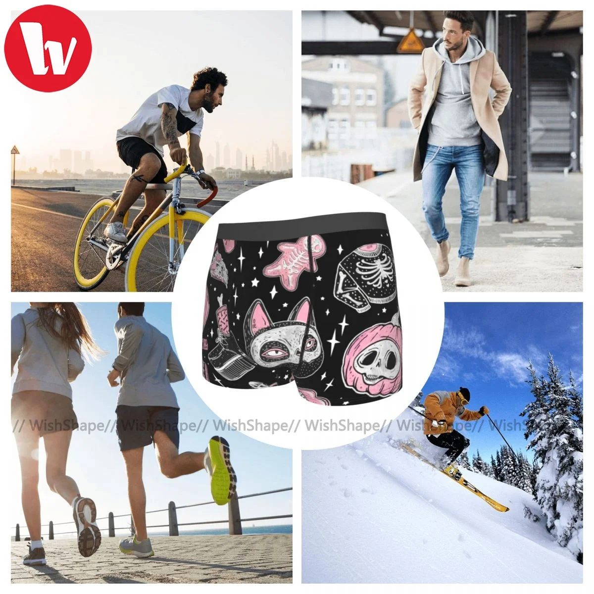 

Skeleton Underwear Hot Polyester Stretch Trunk Teen Pouch Printed Boxer Brief