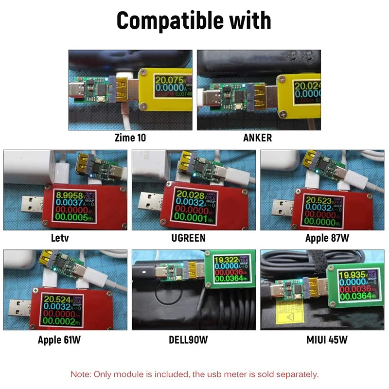 

USB-C PD2.0/3.0 to DC Converter Power Supply Module Decoy Fast Charge Trigger Poll Polling Detector Tester(ZYPDS)