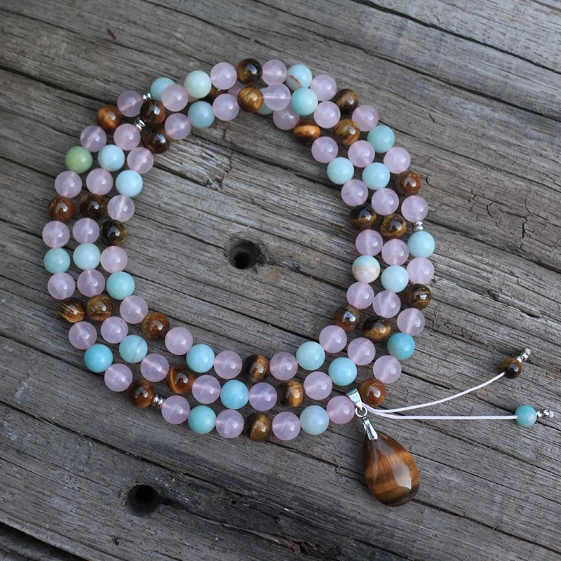 Бусины из натурального камня диаметром 8 мм розовый кварц тигровый глаз