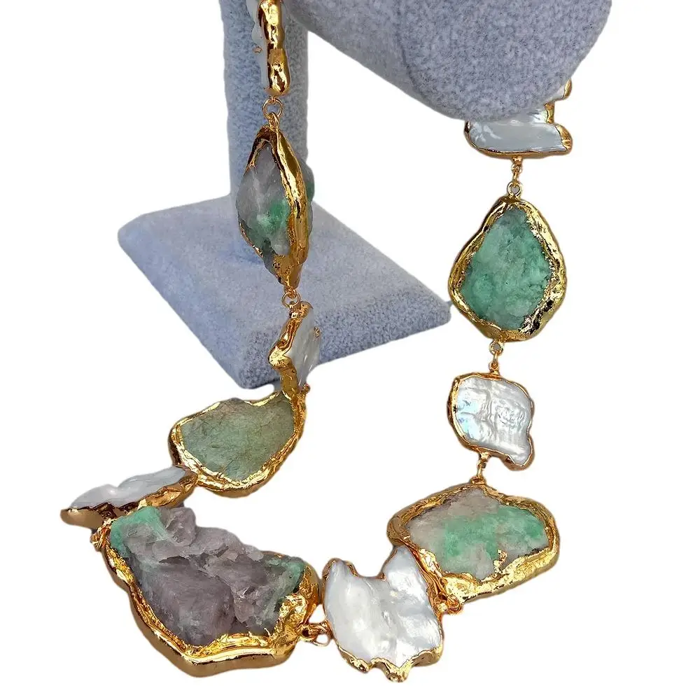 Y · YING культивированное белое жемчужное ожерелье Кеши натуральные зеленые эмеры