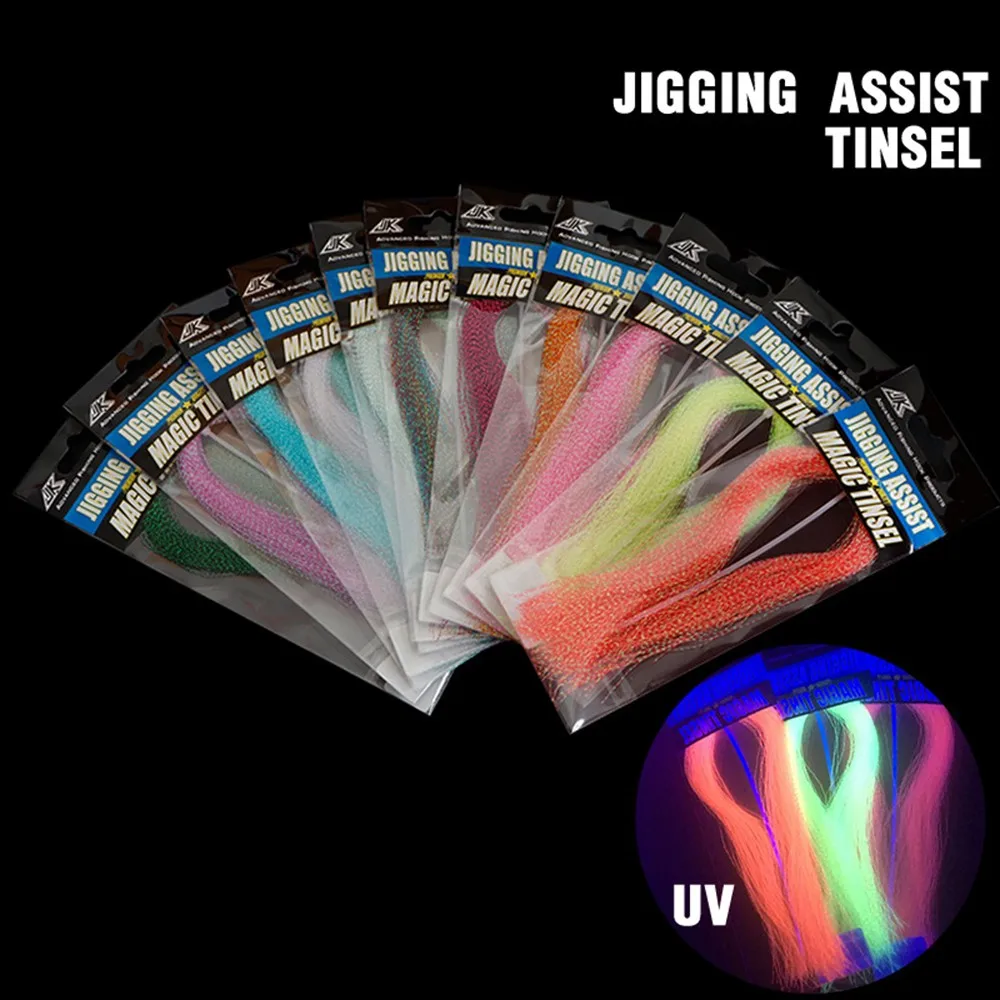 

Glow Material UV Holographic Tinsel Twisted Fly Tying Crystal Jigs Hook Assist Holographic Tinsel Fishing Materials Lures Baits