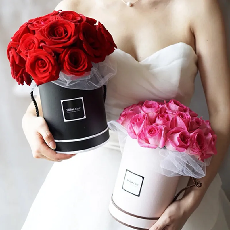 Круглые бумажные коробки для цветов с крышкой подарочная упаковочная коробка