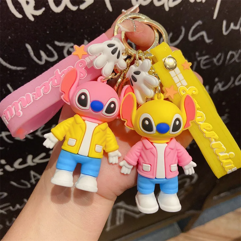 

Disney Mickey Keychain Cartoon Sweater Fashion Stitch Key Chain Pendant Cute Couple Schoolbag Car Small Ornament