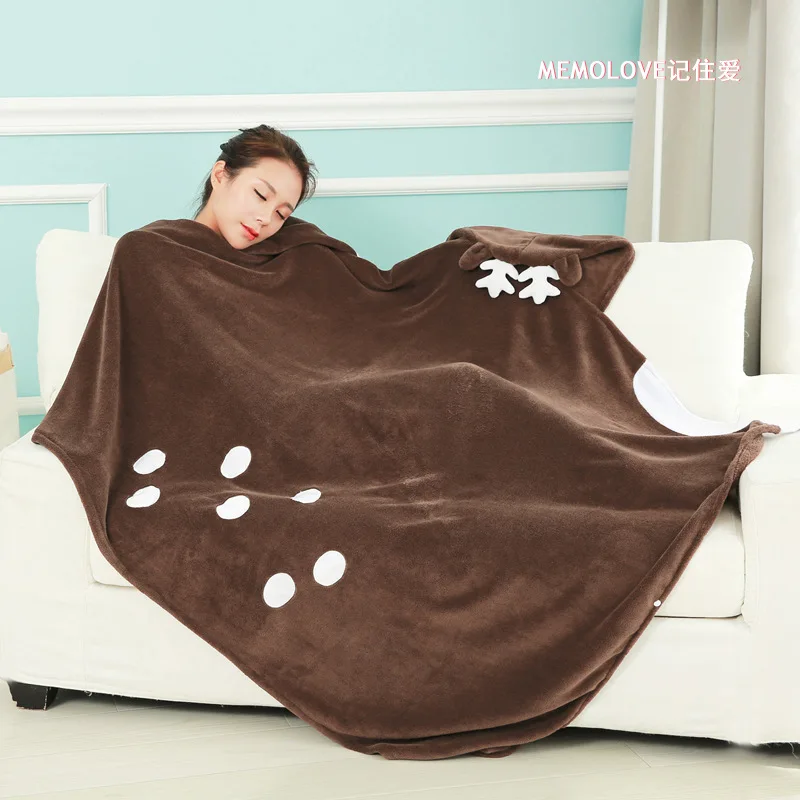Милое одеяло с капюшоном для детей и взрослых кавайное Утепленное зимнее аниме