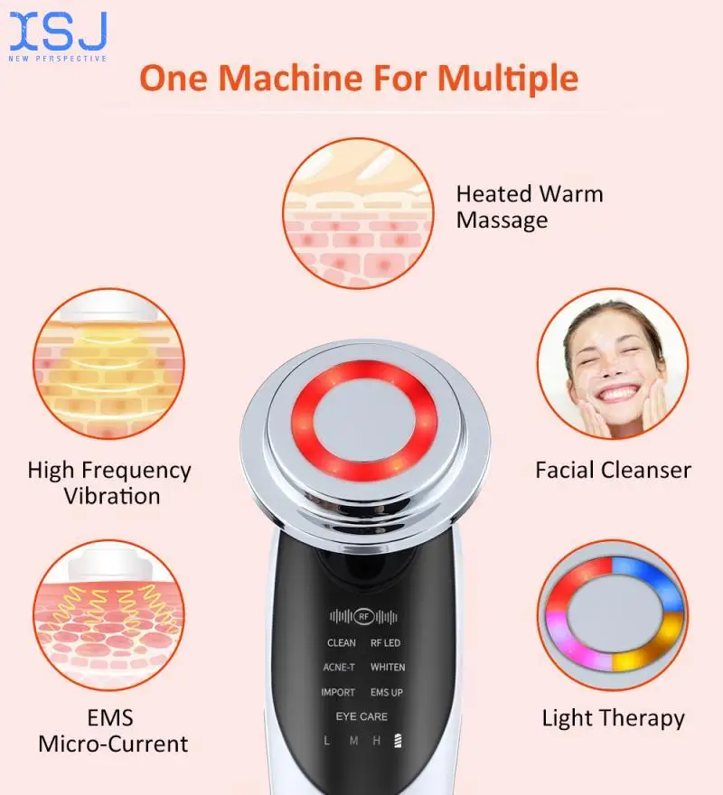 

7-In-1 Rf Ems Rf Micro-Current Facial Lifting Mesotherapy Massager Facial Rejuvenation Firming Machine Home Beauty Apparatus