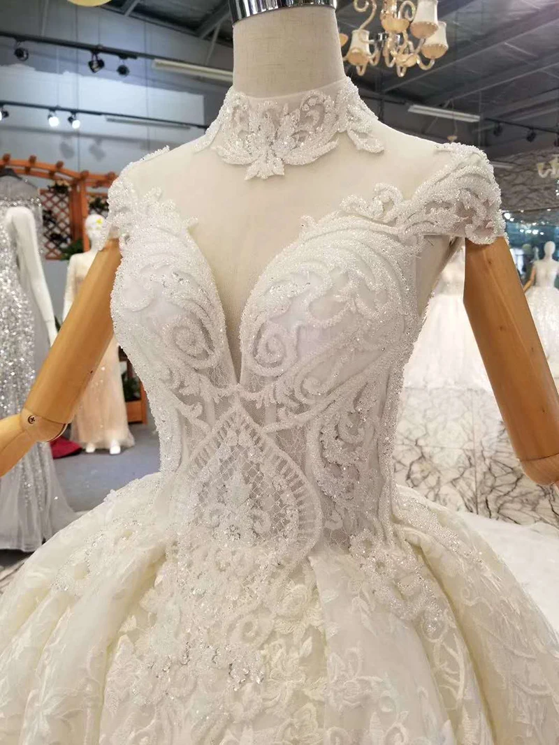 Бесплатная доставка свадебное платье белое с высоким воротом рукавами