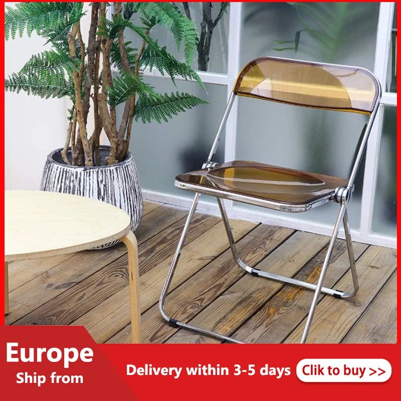 

Ins прозрачный складной стул, спинка, домашний обеденный стул, скандинавский сетчатый красный акриловый магазин одежды, модный стул для маки...