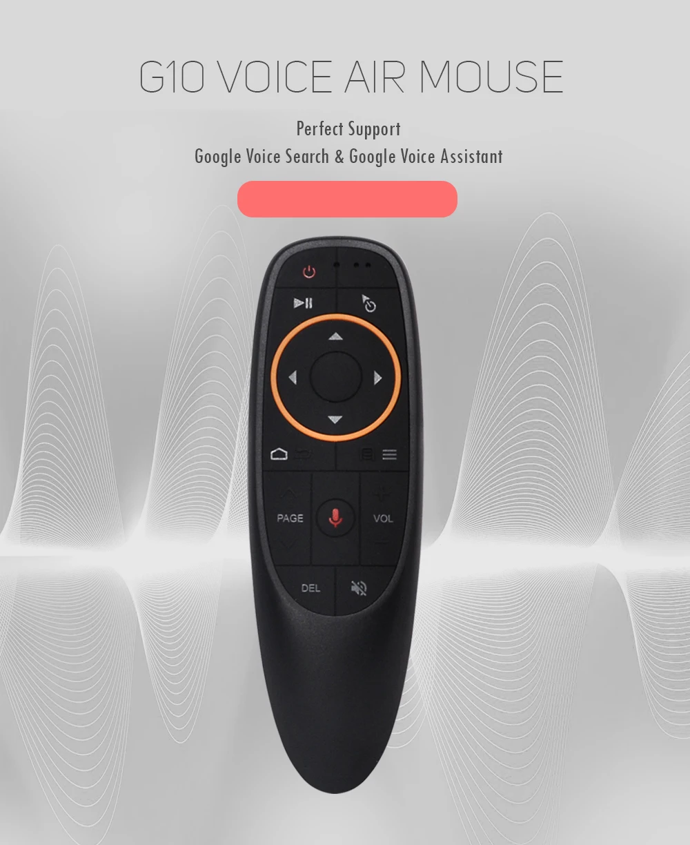 

Wireless Smart Remote Backlit G10S Pro Air Mouse Voice Control 2.4G USB Receiver with Gyro Sensing for Android TV BOX Bluetooth