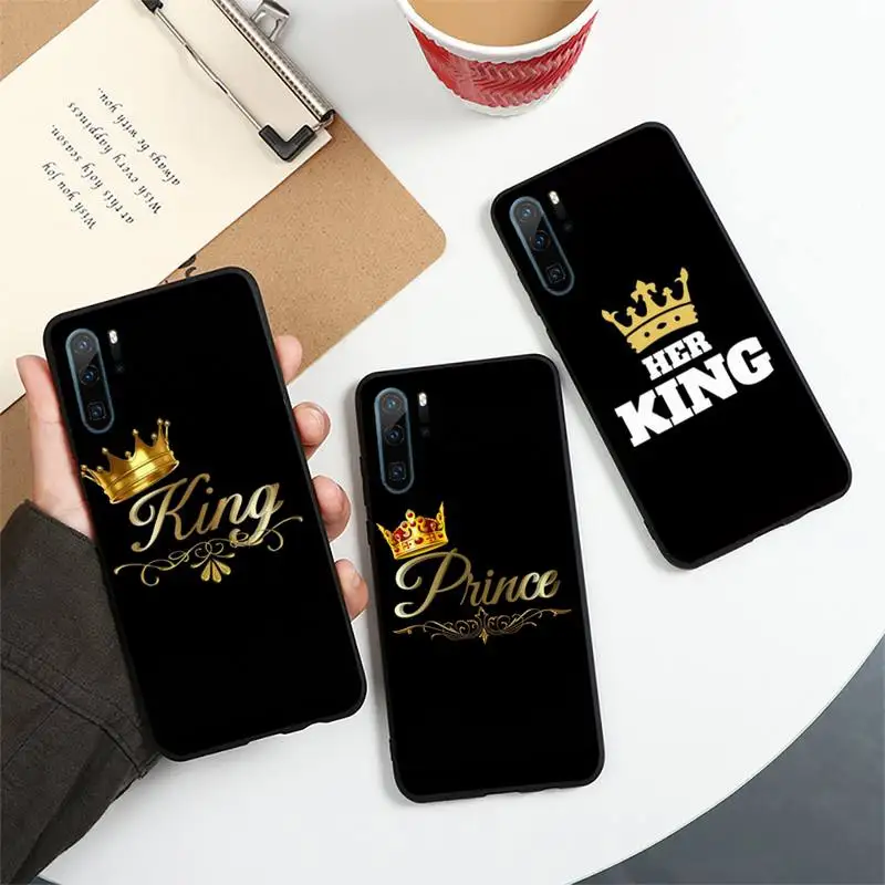 

King Queen Crown Phone Case For Huawei honor Mate P 10 20 30 40 i 9 8 pro x Lite smart 2019 nova 5t