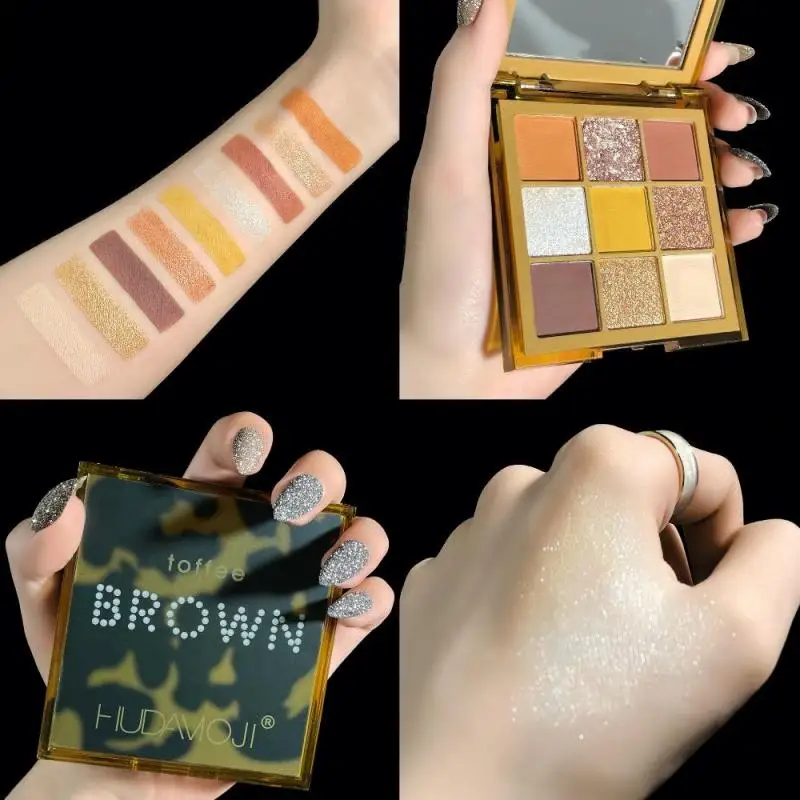 Палитра теней для век 9 цветов легкие в окрашивании матовые жемчужные тени