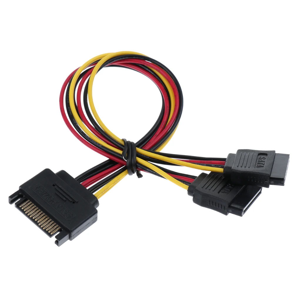 15 Pin SATA папа к двойному гнезду адаптер питания Кабельный удлинитель 1