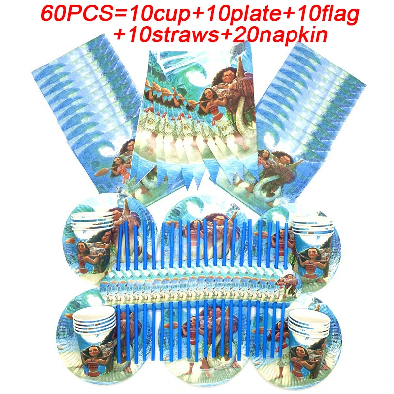 

Disney Items Moana Birthday Party Supplies Plates Cups Straws Disposable Tableware Baby Girls Princess Moana Party Decor Banner