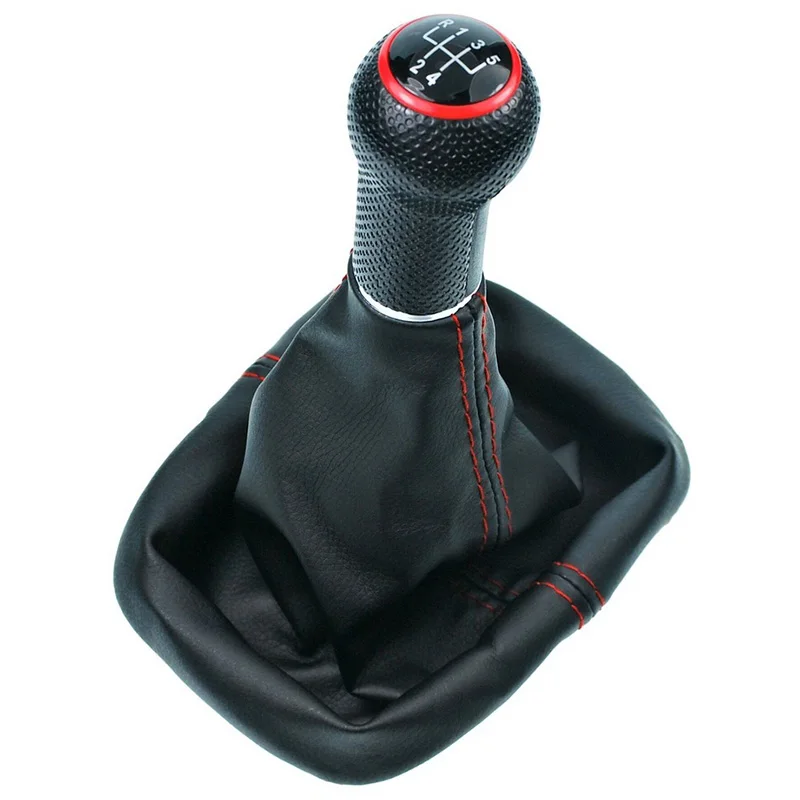 

5/6 Speed Red Frame Gear Shift Knob Lever Gaiter Boot For Volkswagen VW Golf 2 3 4 Cabrio Polo 6N1 6N2 Passat 35i