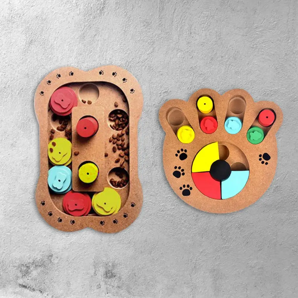 

1 Interactive Toys For Dogs And Cats Food Treated Wooden Dog Toy Eco-friendly Puppy Pet Toy Educational Pet Bone Paw Puzzle Toy