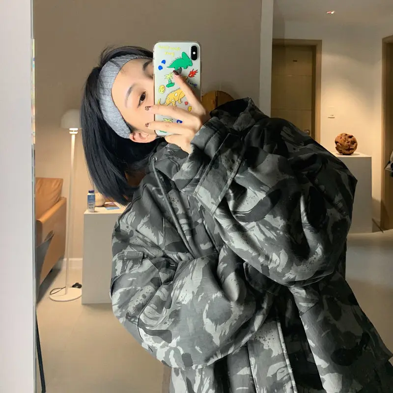 

Парка унисекс в Корейском стиле, свободная Универсальная Ретро-куртка большого размера в стиле Харадзюку, зима 2022