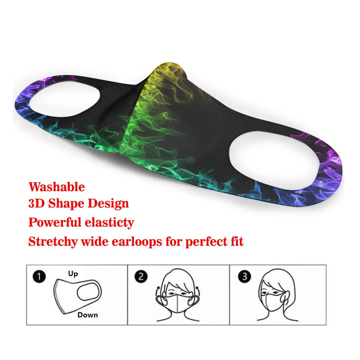 

Colorful Flame Circles Around Washable elastic Earloop Face Breathing Mask Reusable Anti Dust Cotton Mouth For Adults