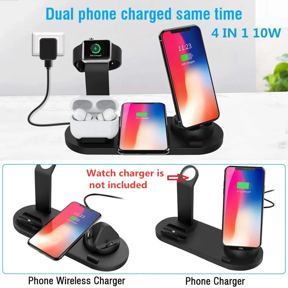 fdgao qi wireless charger dock station phone charging stand for apple iwatch se 6 5 4 3 iphone 13 12 11 xs xr 8 x 8 airpods pro free global shipping