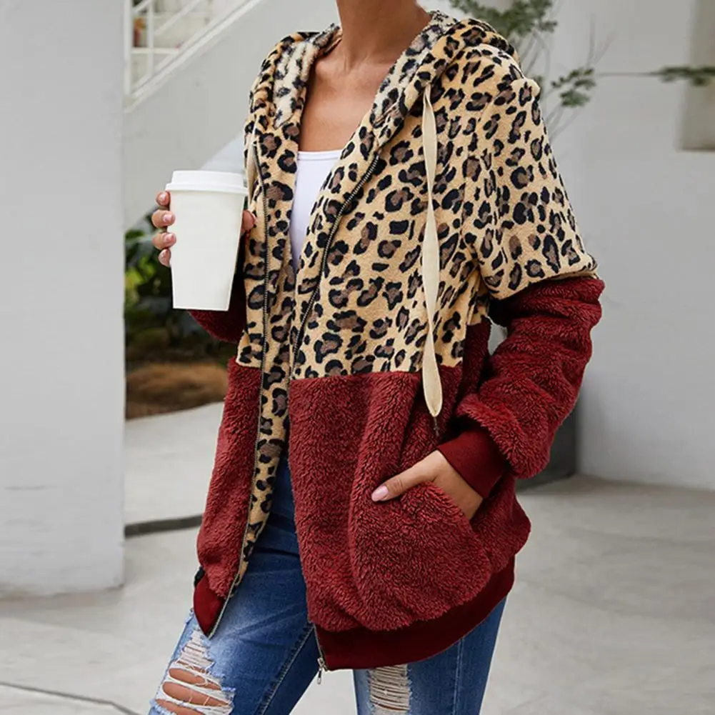 

Patchwork Stylish Patchwork Women Hoodie Drawstring Hoodie Leopard Print for Daily Wear