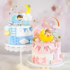 Топпер для торта для маленьких девочек и мальчиков, декор для детского дня рождения, торт на 1-й день рождения, праздничный декор для вечеринки в честь Дня Рождения, детский Декор для крещения, пола