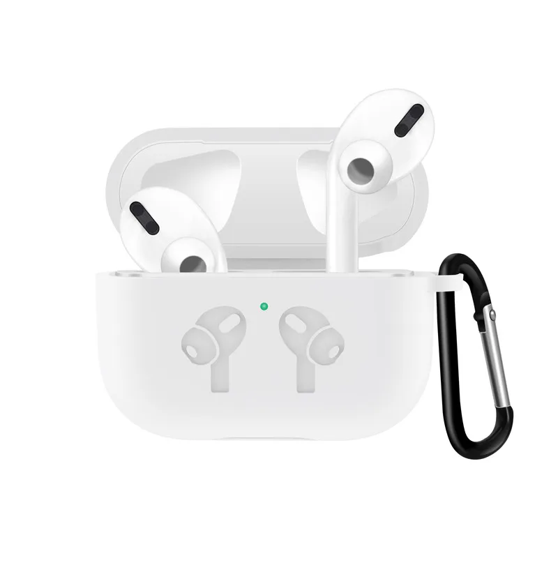 Белый Мягкий силиконовый чехол для AirPods 3 BuckleShockproof чехол для Airpods Pro зарядный чехол светодиодный защитный чехол Аксессуары для наушников - Цвет: Белый