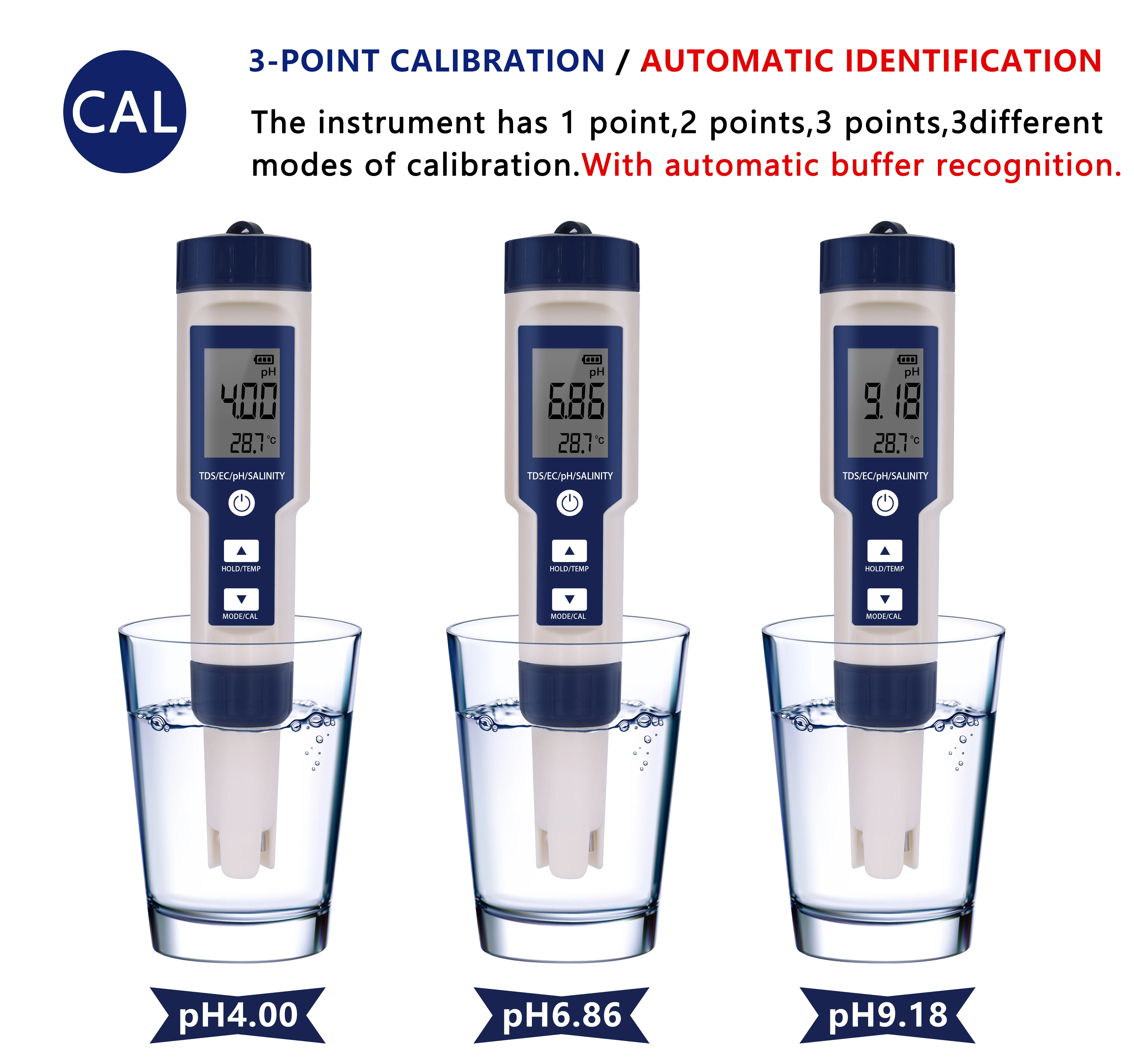 Medidor Digital 5 en 1 de temperatura de salinidad, pH, EC, TDS, calidad del agua, bebidas, contenido de sal, acuario, ATC, 40% de descuento