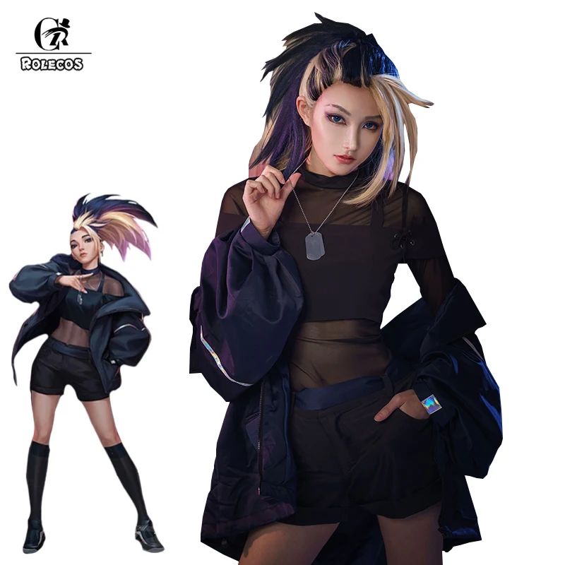 ROLECOS Игра LOL KDA Akali Косплей Костюм The Baddest косплей сексуальная женская черная