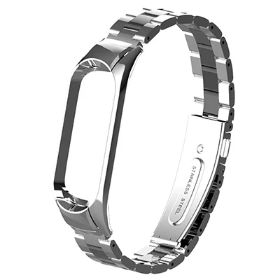 Silver Black HANGRUI mi Band 4 металлический ремешок из нержавеющей стали для Xiaomi mi Band 4/3 Замена браслета mi band 4 совместимый ремешок с пряжкой - Цвет: Silver Black