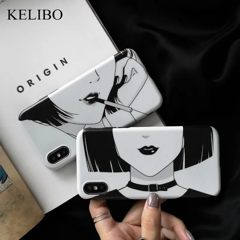 Черный белый серия милый чехол для телефона Iphone X XS Max XR мультяшный аниме девочек
