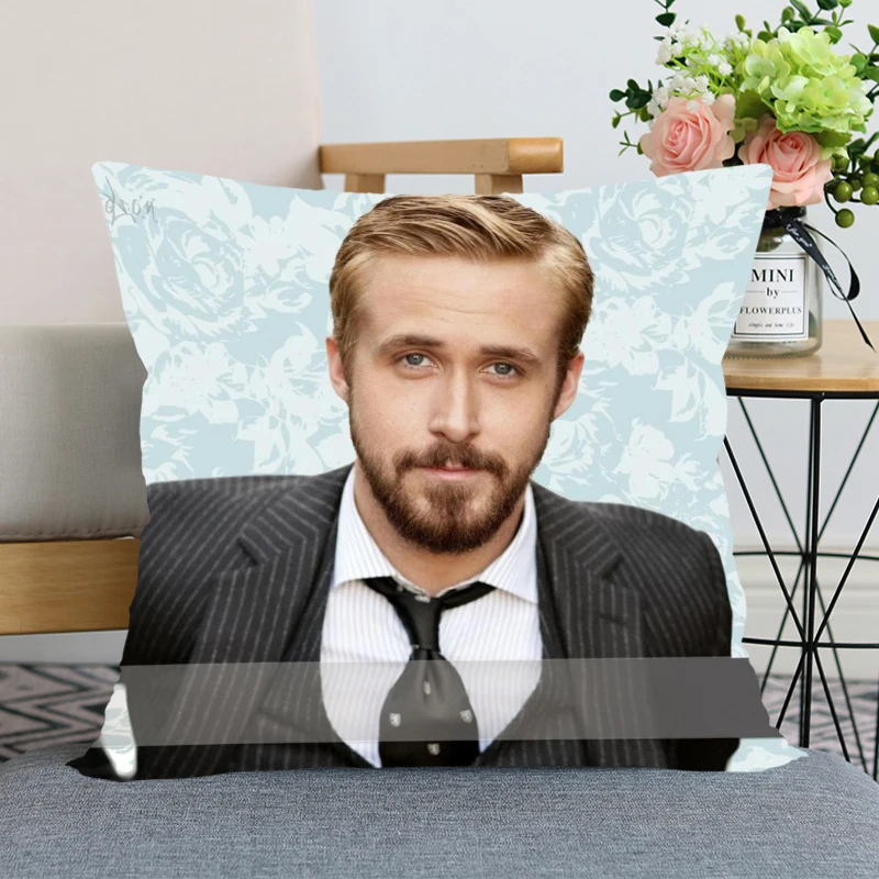 

New Arrival Ryan Gosling Pillow Cover Bedroom Home Office Decorative Pillowcase Square Zipper Pillow case Satin Soft Cover