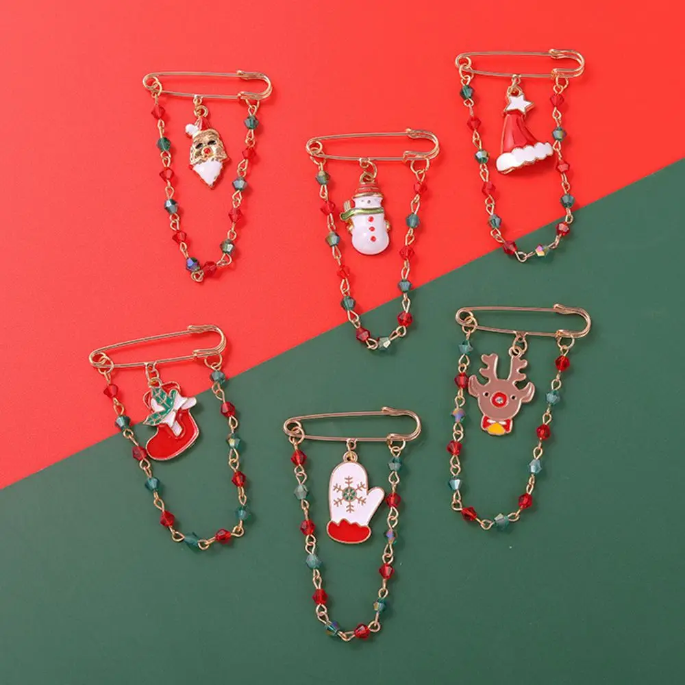 

Girls Daily Chain Alloy Boys Baking Paint Wreath Korean Style Badge Christmas Present Women Brooch Clothes Accessories