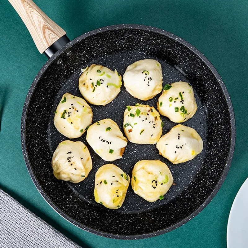 Антипригарная сковорода из мраморного камня с жаростойкой бакелитовой ручкой