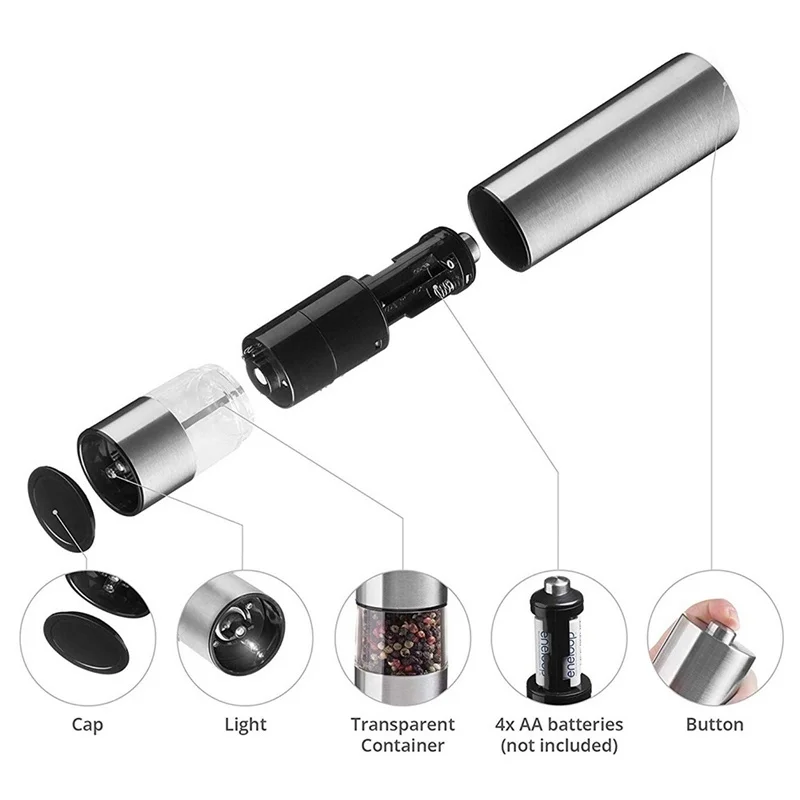 

Electric Grinder Salt Black Pepper Mills Automatic Grinding Machine Adjustable Coarseness