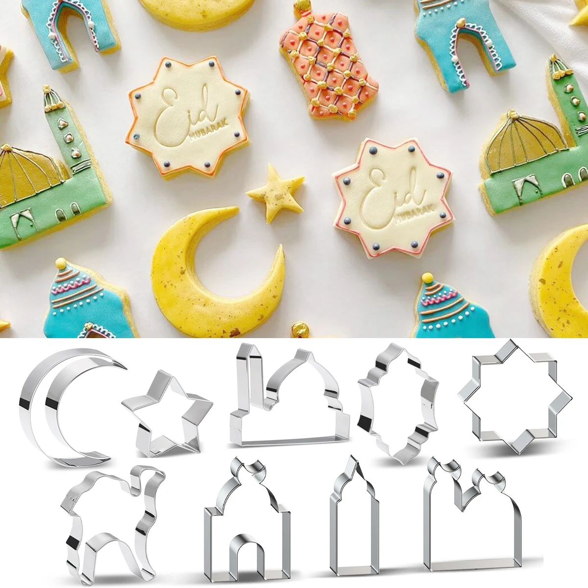

6pcs Biscuit Mold Cookie Cutters DIY Cake Baking Tools Islamic Muslim Party Decor Ramadan Decoration Eid Mubarak Wedding