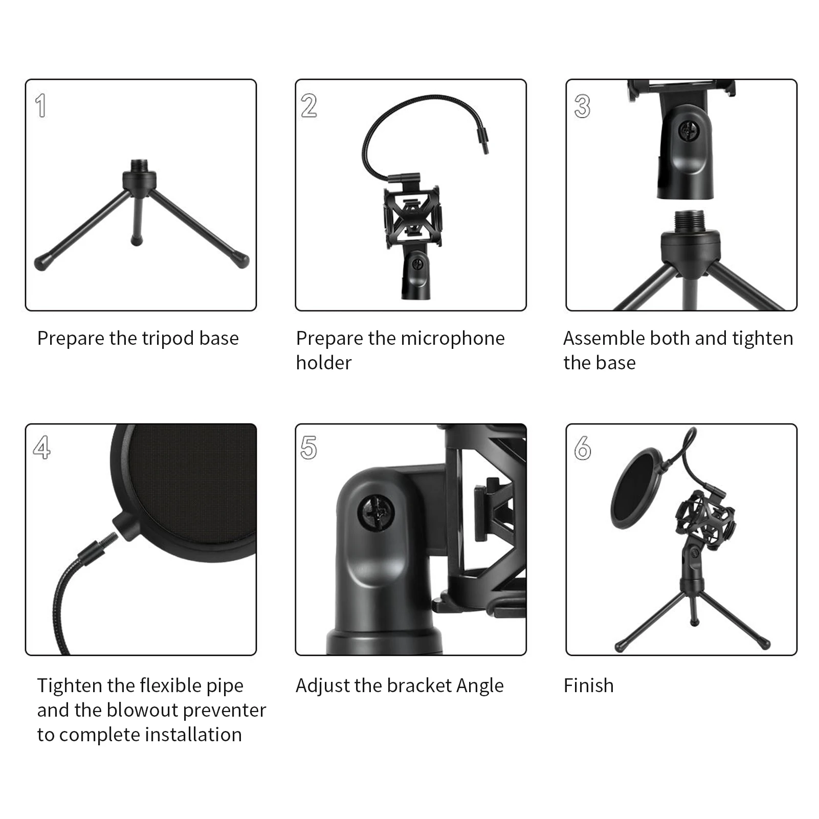 Настольный Штатив для микрофона Складная подставка с амортизирующим креплением