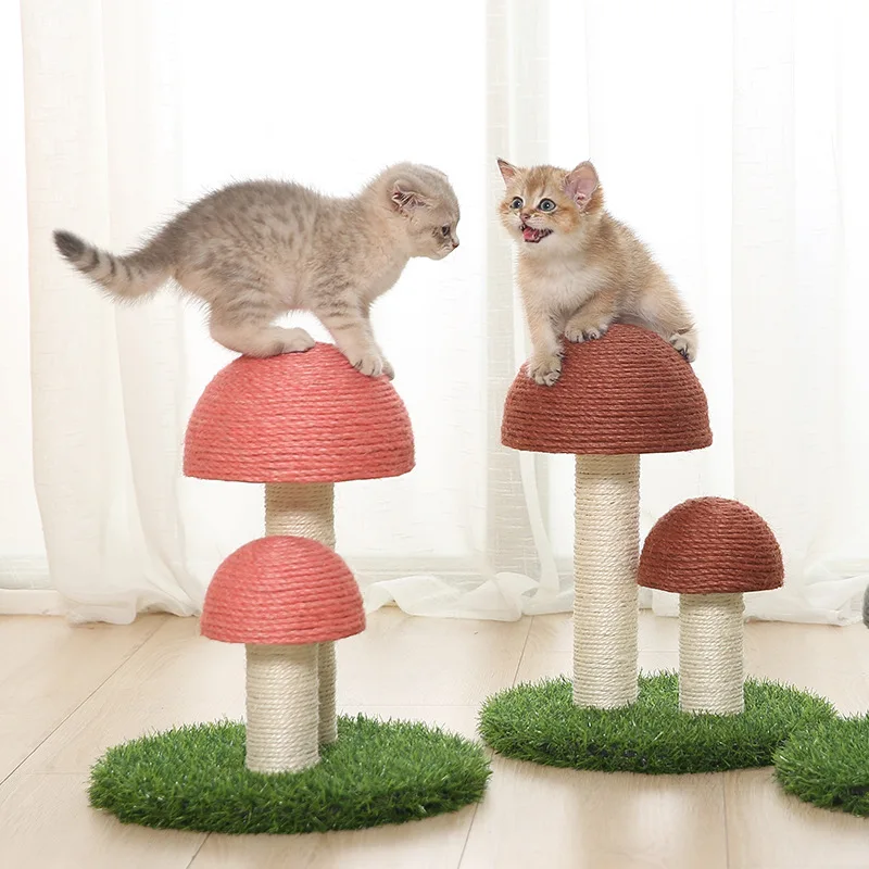 Cat climbing frame Tongtianzhu natural linen mushroom cat scratch column wear-resistant cat toy scratch board