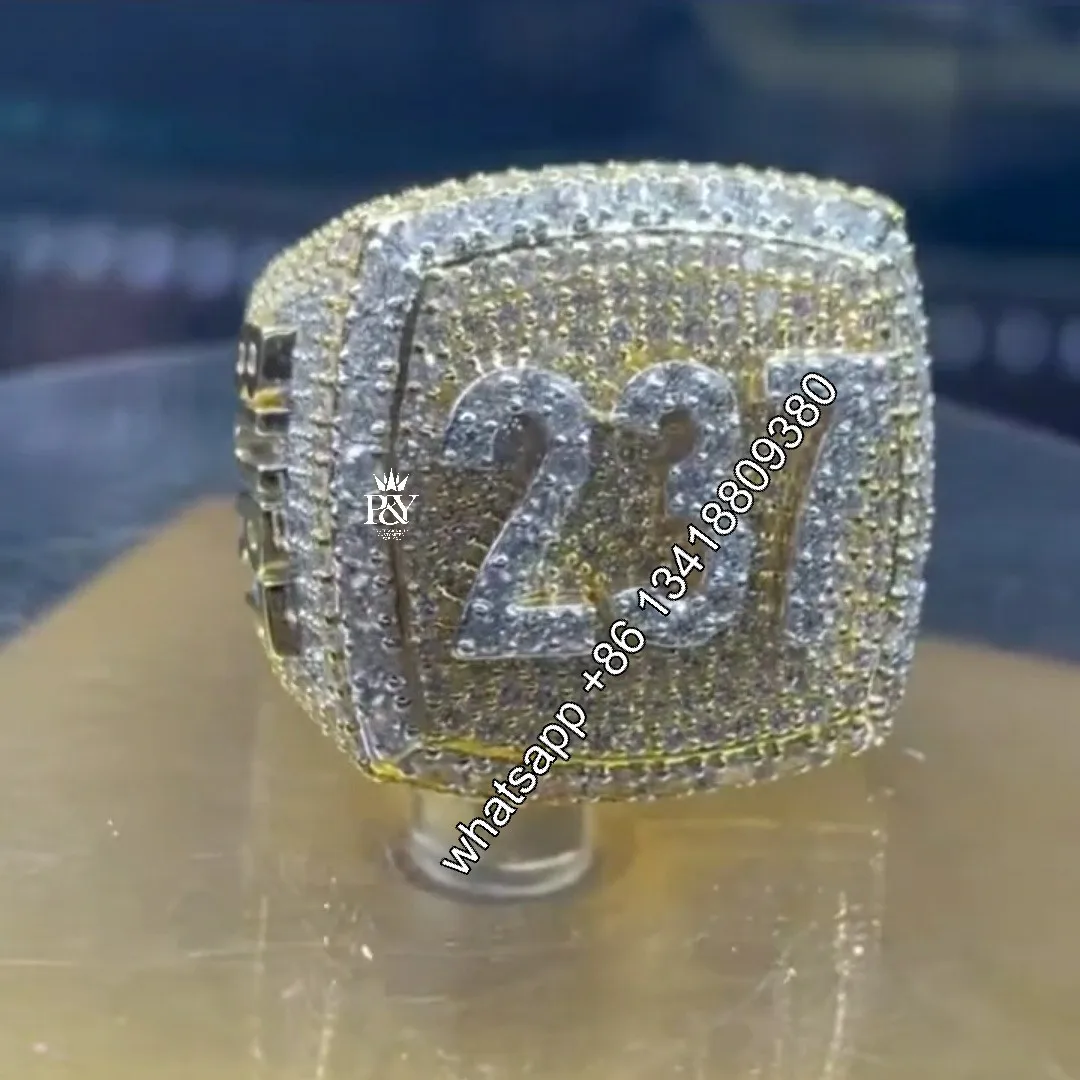 JEWE 2021 Jewelry Custom Design Moissanite Diamond Ring Hip Hop Sterling Silver Ring 925 Men's Rings